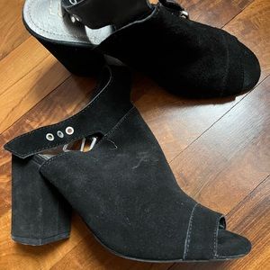 Black suede heels wedge
